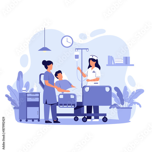 Nurse Assisting Patient with Medical Care.