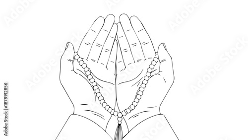Hands Cradling a Beaded Mala Necklace in a Prayerful Gesture.