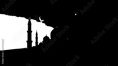 Silhouette of a nighttime skyline featuring a bridge with minarets and domed architecture along a dark city horizon.