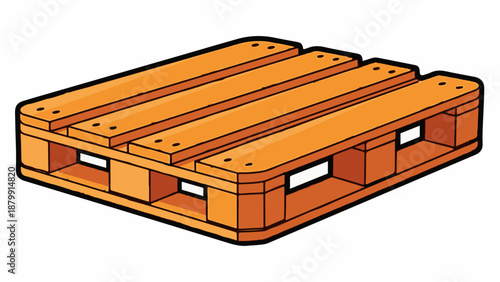 A top-down isometric view of an orange wooden shipping pallet on white background