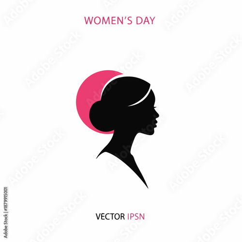 Women silhouette with pink background circle