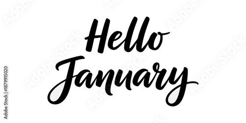 Hello January Modern Brush Script Typography Illustration