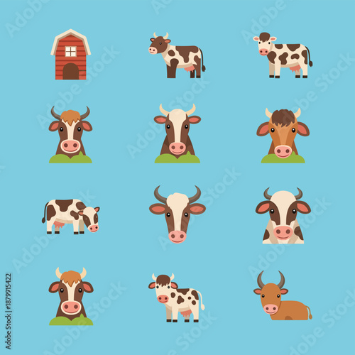 Cows and Barn Icons