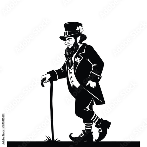 Vintage illustration of a man in 18th century attire with a cane