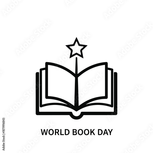 World Book Day Open Book with Star
