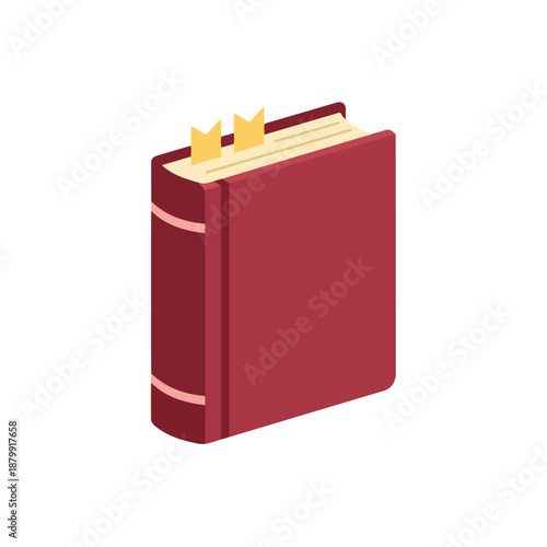 Closed Book with Ribbon and Corner Bookmark