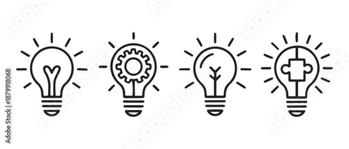 Lightbulb Icons Representing Ideas, Innovation, and Solutions.