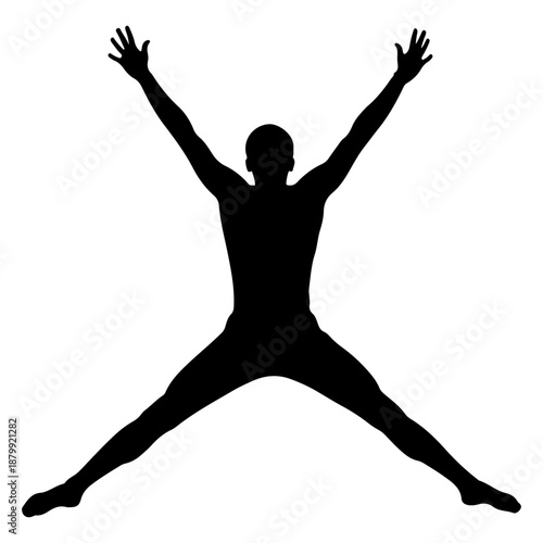 Silhouette of a person jumping with arms raised in celebration Vector