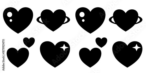 Set of hearts icon, heart drawn collection stock vector, love logo variations

