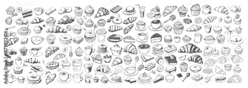 Hand Drawn Bakery and Pastry Elements Mega Collection