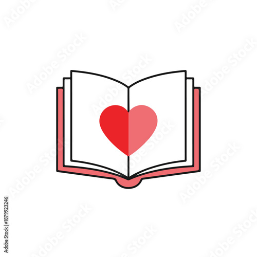 Open book with heart in center