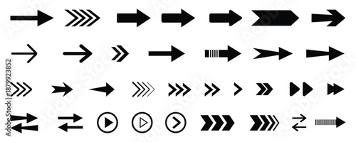 Minimal Black Arrow Icons Set Collection for Navigation Direction UI Design