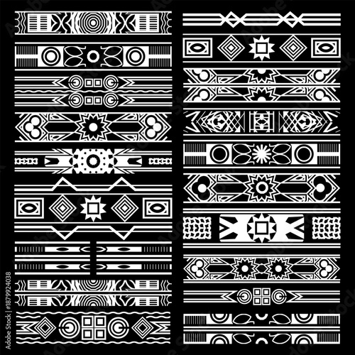 Nineteen ornamental elements for creating decorative frames or other design projects. Vector set