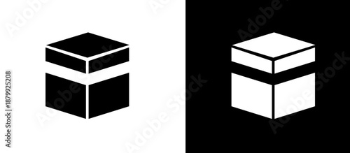 Ramadhan Kabah Islamic Mosque Black and White Icon Vector