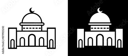 Ramadhan Islamic Mosque Black and White Icon Vector