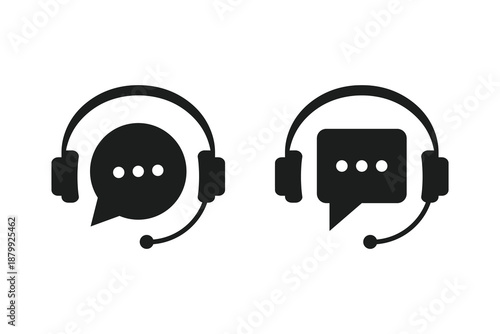 Customer support icon set. Call center sign. Customer service icon. Operator message icon. Headphone symbol