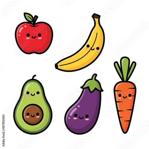 Wallpaper Mural Happy Fruits and Vegetables Torontodigital.ca