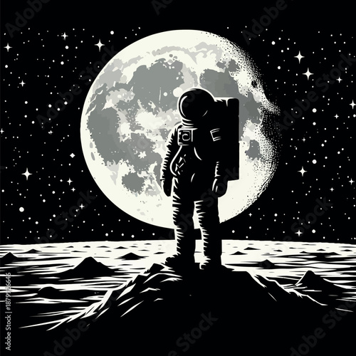 Astronaut on the Moon Space Exploration and Lunar Landscape