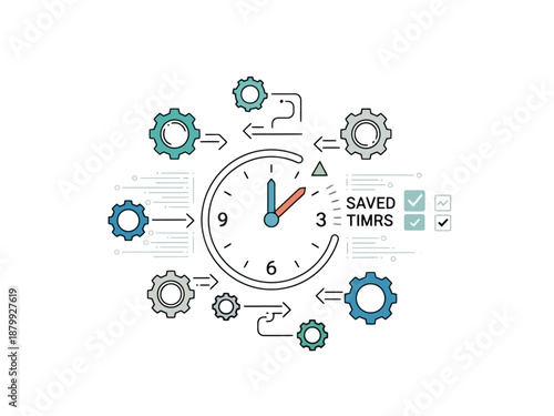 Efficient Time Management Concept with Clocks and Gears for Productivity and Scheduling