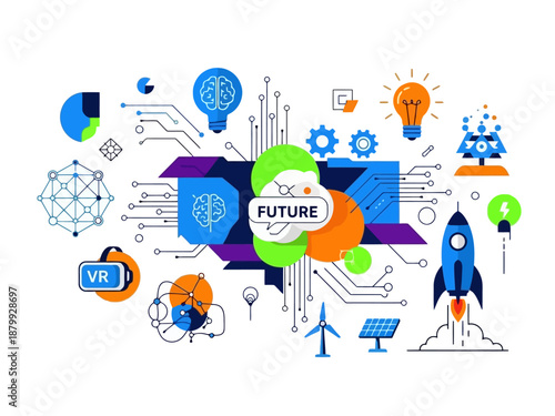 Innovative Technology and Digital Transformation Concepts with Futuristic Design