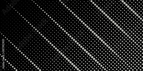 Basic halftone dots effect in black and white color. Halftone effect. Dot halftone. Hacked code. Scale size different hole space, modern background for posters, websites, web pages, business cards .