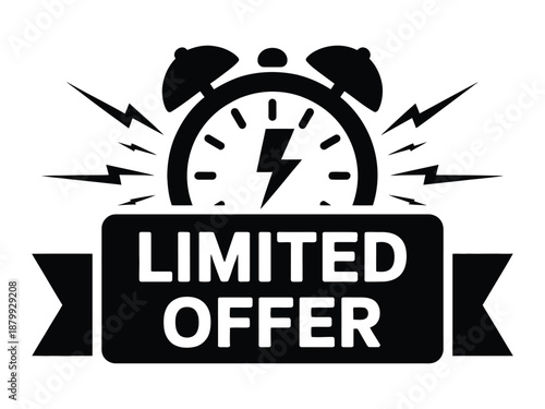 Limited Time Offer Alarm Clock Sale Promotion Vector Icon