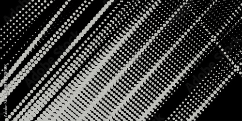 Basic halftone dots effect in black and white color. Halftone effect. Dot halftone. Hacked code. Scale size different hole space, modern background for posters, websites, web pages, business cards .