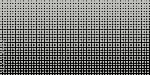 Basic halftone dots effect in black and white color. Halftone effect. Dot halftone. Hacked code. Scale size different hole space, modern background for posters, websites, web pages, business cards .