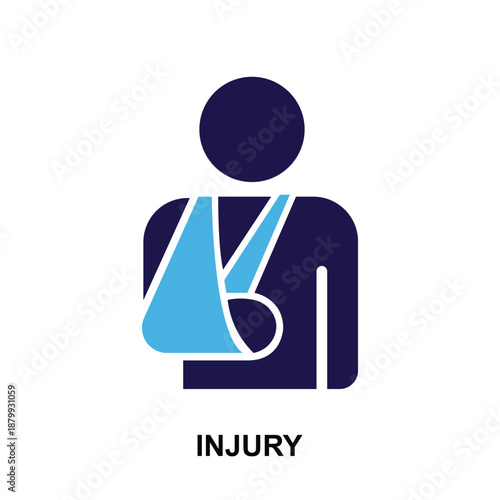 Injury vector graphic showing person with arm in sling representing medical condition