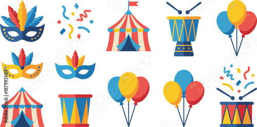 Vibrant carnival party design elements Vector