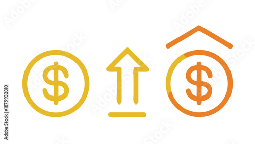 Dollar rate increase icon graphic design. Vector icon illustrations. vector icon