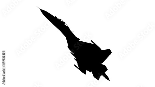 Silhouette of a fighter jet soaring through the sky