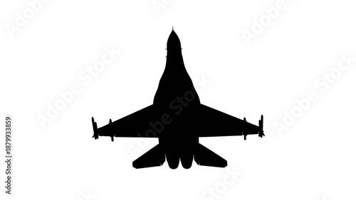 Silhouette of a fighter jet flying through the sky