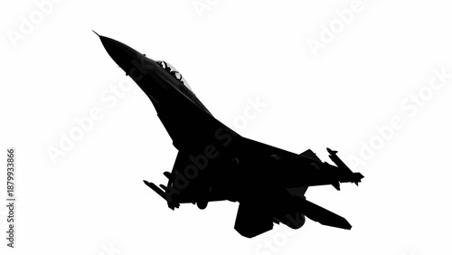 Silhouette of a fighter jet soaring through the sky