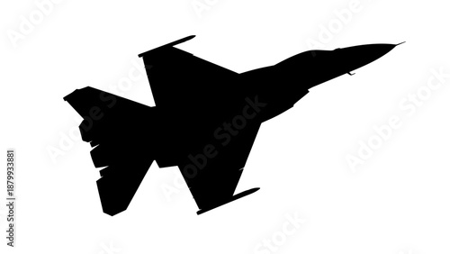 Silhouette of a modern fighter jet soaring through the sky