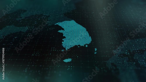 South Korea digital map animation stock footage. Showing innovation in tech, technology AI sector.