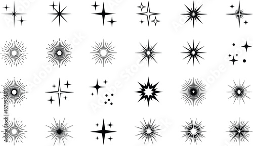 Enchanted Shimmer A Hand-Sketched Collection of Magical Twinkles, Flashes, and Starburst Vectors
