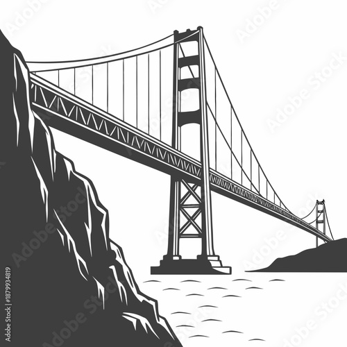 Simple Linear Bridge Symbol Vector Art for Design