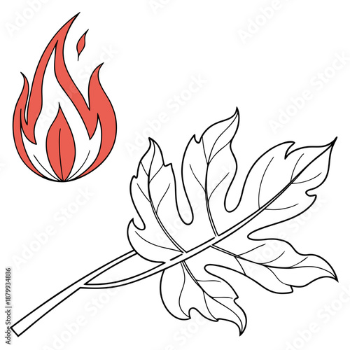 Minimalist Fire Leaf Vector Design for Eco Brands