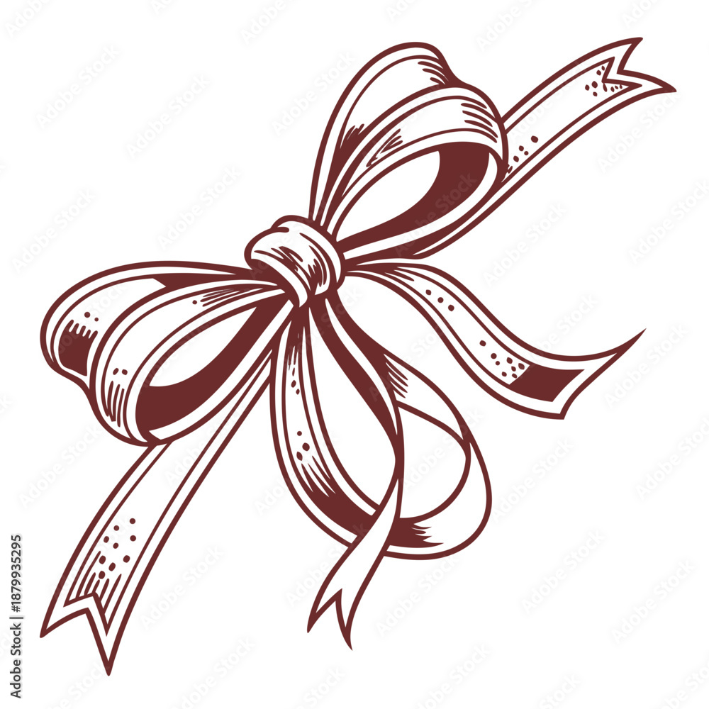 Fototapeta premium Gift Ribbon Bow Icon Vector Art on White Background
