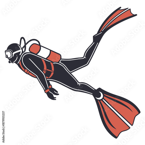 Diving Fin Vector Icon Isolated on White Background