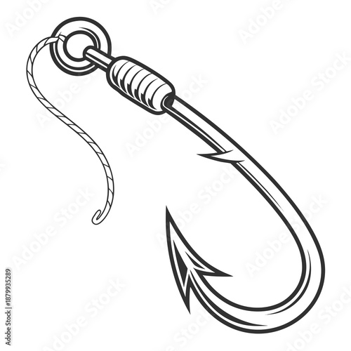 Minimalist Fishing Hook Vector Icon for Angling and Outdoor Gear