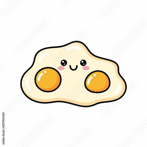 Cartoon Fried Egg with Smiling Face