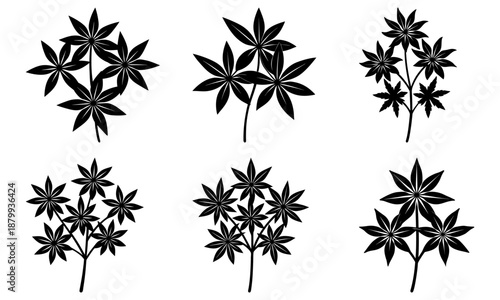 Leaf Silhouettes with Transparent Background plant weed