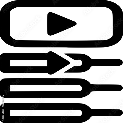 Playlist Manager Icon: Media organization interface for audio and video content, flat solid vector illustration