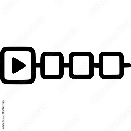 Video Timeline Icon: Video progress and playback sequence interface, minimal flat black vector symbol