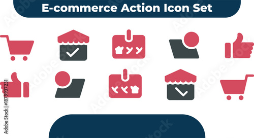 E-commerce action icons for online shopping and business