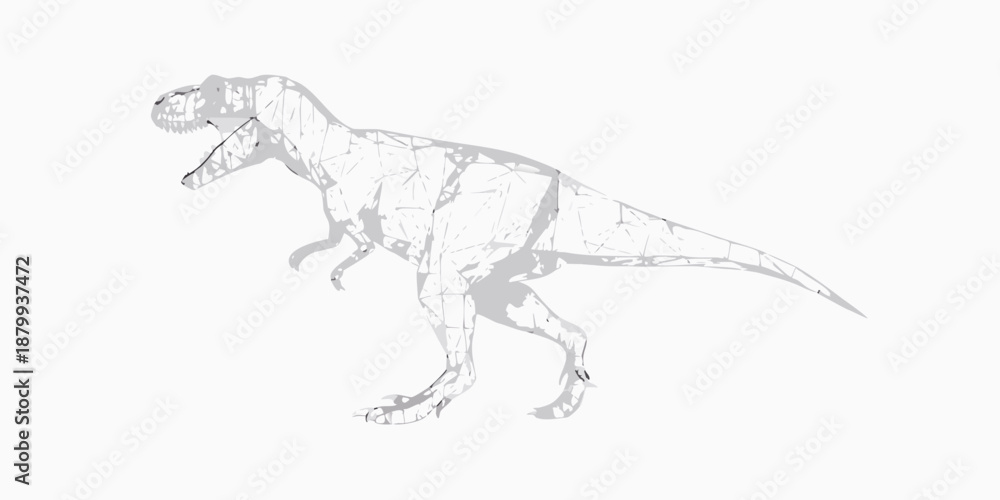 Obraz premium A gray dinosaur with sharp teeth and claws on a white background