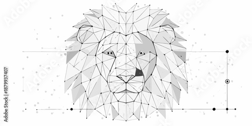 geometric lion head with polygonal shapes and lines