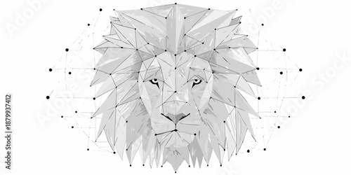 geometric lion head with polygonal shapes and connections